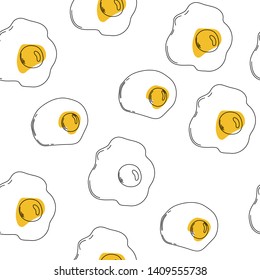 fried eggs, scrambled eggs. hand drawn vector