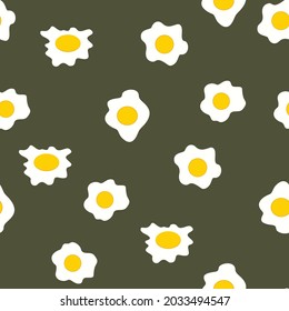 fried eggs seamless pattern, khaki background vector illustration