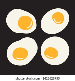 Fried Eggs seamless pattern on black background. Vector illustration.