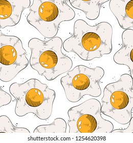 fried eggs seamless pattern, vector