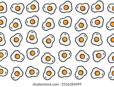 Fried eggs with seamless pattern vector, print and packaging, fashion