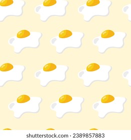 Fried eggs seamless pattern wallpaper on yellow background, Simple flat design, Vector illustration