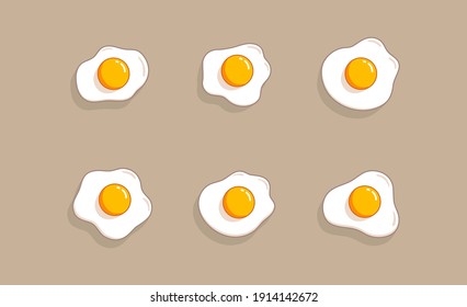 Huevos fritos. Desayuno saludable. Colección de diseño de moda de huevo de caricatura. Ilustración vectorial aislada en el fondo de color.