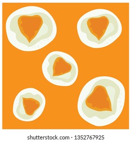 Fried eggs set on yellow background- vector eps 10