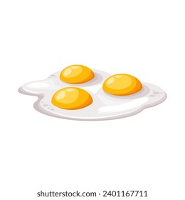 Huevos fritos. Vista lateral. Blanco y yema. Platos de desayuno, comida saludable. Ilustración del vector