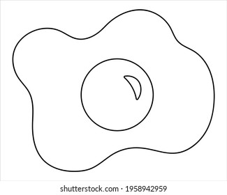 Fried eggs. Sketch. Vector illustration. Coloring book for children. White and yolk from an egg. Egg without shell. Outline on white isolated background. Doodle style. Idea for web design.