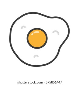 Fried Eggs Sunny Side Up Minimalistic Flat Line Outline Stroke Icon Pictogram Symbol