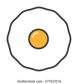 Fried Eggs Sunny Side Up Minimalistic Flat Line Outline Stroke Icon Pictogram Symbol