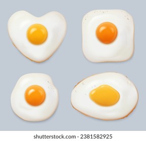 Fried eggs. Tasty breakfast witih chicken eggs decent vector realistic template