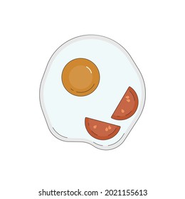 Huevos fritos con tomates Icono de desayuno ilustración vectorial aislados en fondo blanco
