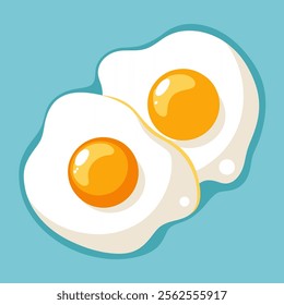 fried eggs from two eggs vector illustration