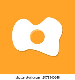 Fried eggs vector illustration on yellow background. Flat illustration with fried eggs for print design. Vector food.