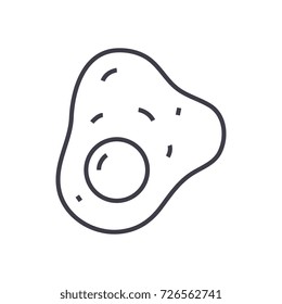 fried eggs vector line icon, sign, illustration on background, editable strokes