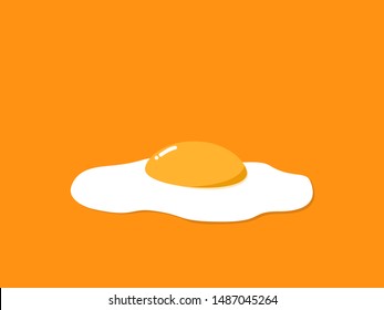 Fried eggs viewed from the side on an orange background