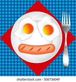Fried egg.Vector design for breakfast menu, cafe, restaurant.