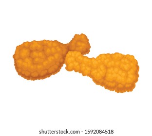 Fried Fast Food Chicken Part Isolated on White Background