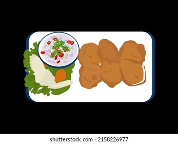 Fried fish cakes with dipping sauce