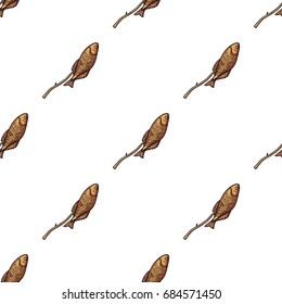 Fried fish icon in cartoon style isolated on white background. Fishing symbol stock vector illustration.