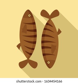 Fried fish icon. Flat illustration of fried fish vector icon for web design