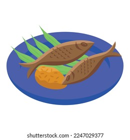 Fried fish icon isometric vector. Food cuisine. Portugal food