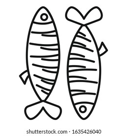 Fried fish icon. Outline fried fish vector icon for web design isolated on white background