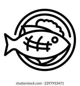 Fried fish icon outline vector. Food cuisine. Australian dish