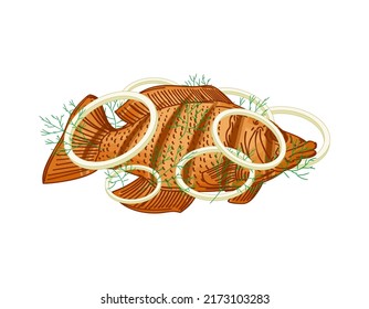 Fried fish isolated. fried perch Vector illustration