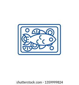 Fried fish line icon concept. Fried fish flat  vector symbol, sign, outline illustration.