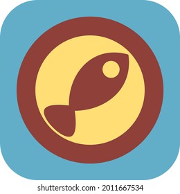 Fried fish on a plate, illustration, vector on a white background.