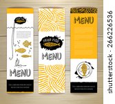 Fried fish restaurant menu concept design. Corporate identity. Set of banners