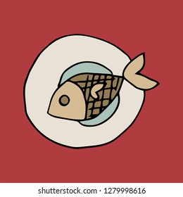 fried fish.  vector