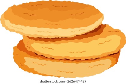 Fried Fishcake Burger Illustration Isolated on White Background