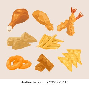 Fried food hand drawn vector art