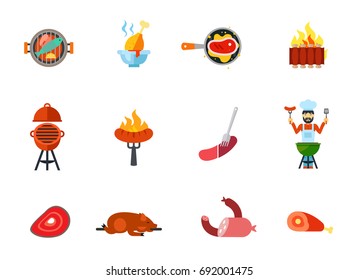 Fried food icon set