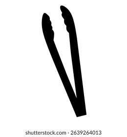 Fried food tongs silhouette. Great for kitchenware logos, and cooking logos. cake tongs.