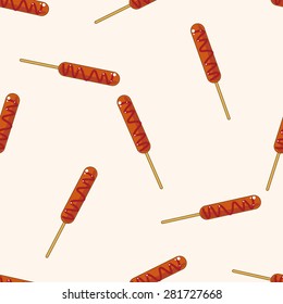 Fried foods theme hot dog , cartoon seamless pattern background