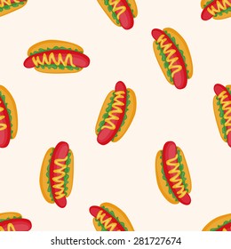 Fried foods theme hot dog , cartoon seamless pattern background