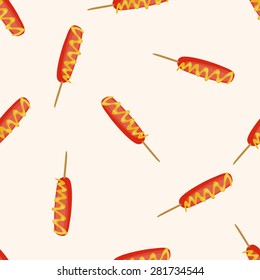 Fried foods theme hot dog , cartoon seamless pattern background