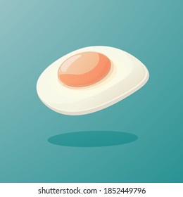 Fried fresh egg. Breakfast vector isometric illustration. Morning Food Cooking. 