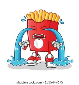 fried fries cry mascot vector cartoon illustration