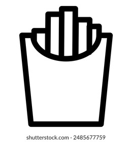 Fried fries icon symbol - fast food pack of fried fries