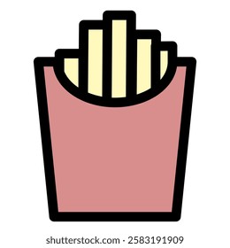 Fried fries icon symbol - fast food pack of fried fries