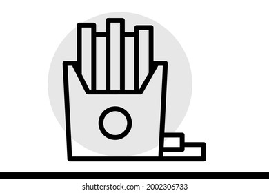 Fried fries icon in vector graphics can be used for web and printed designs or printable projects.  Cafe and Restaurant related vector line icons. 

