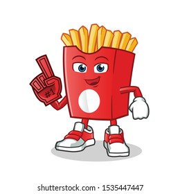 fried fries number one fan mascot vector cartoon illustration
