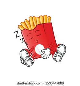 fried fries sleep mascot vector cartoon illustration