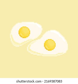 Fried ggs vector icon. Pixel art. 8 bit logo for game. eps10