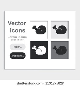 Fried grill chicken or turkey placed on web page template flat vector icon.