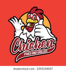 The fried and grilled chicken logo is suitable for restaurant, franchise, street food, neon box logos and packaging