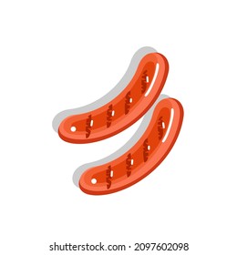 Fried grilled sausage. Vector illustration 