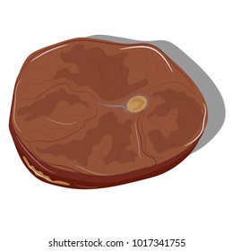 Fried ham. Vector image on white background